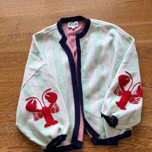 RIXO Mint and Red Lobster Cardigan